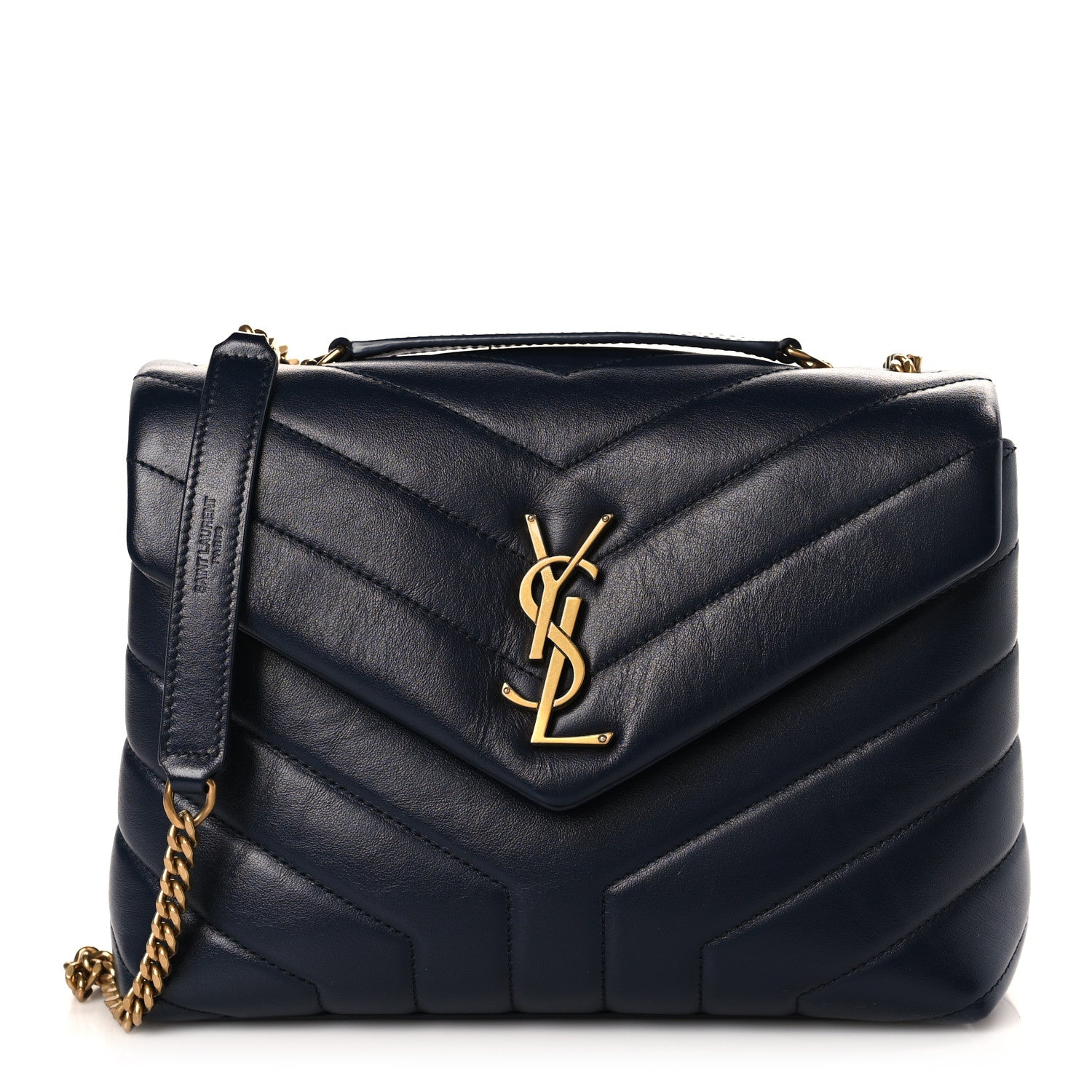 Saint Laurent Calfskin Y Quilted Monogram Small Loulou Chain Satchel Denim Brut 1 of 9