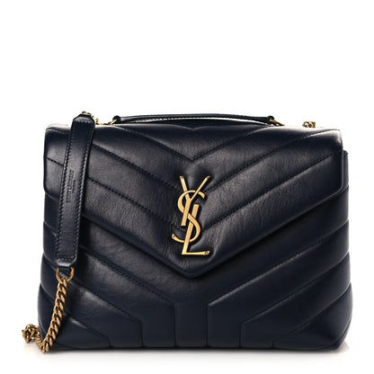 Saint Laurent Calfskin Y Quilted Monogram Small Loulou Chain Satchel Denim Brut 1 of 9