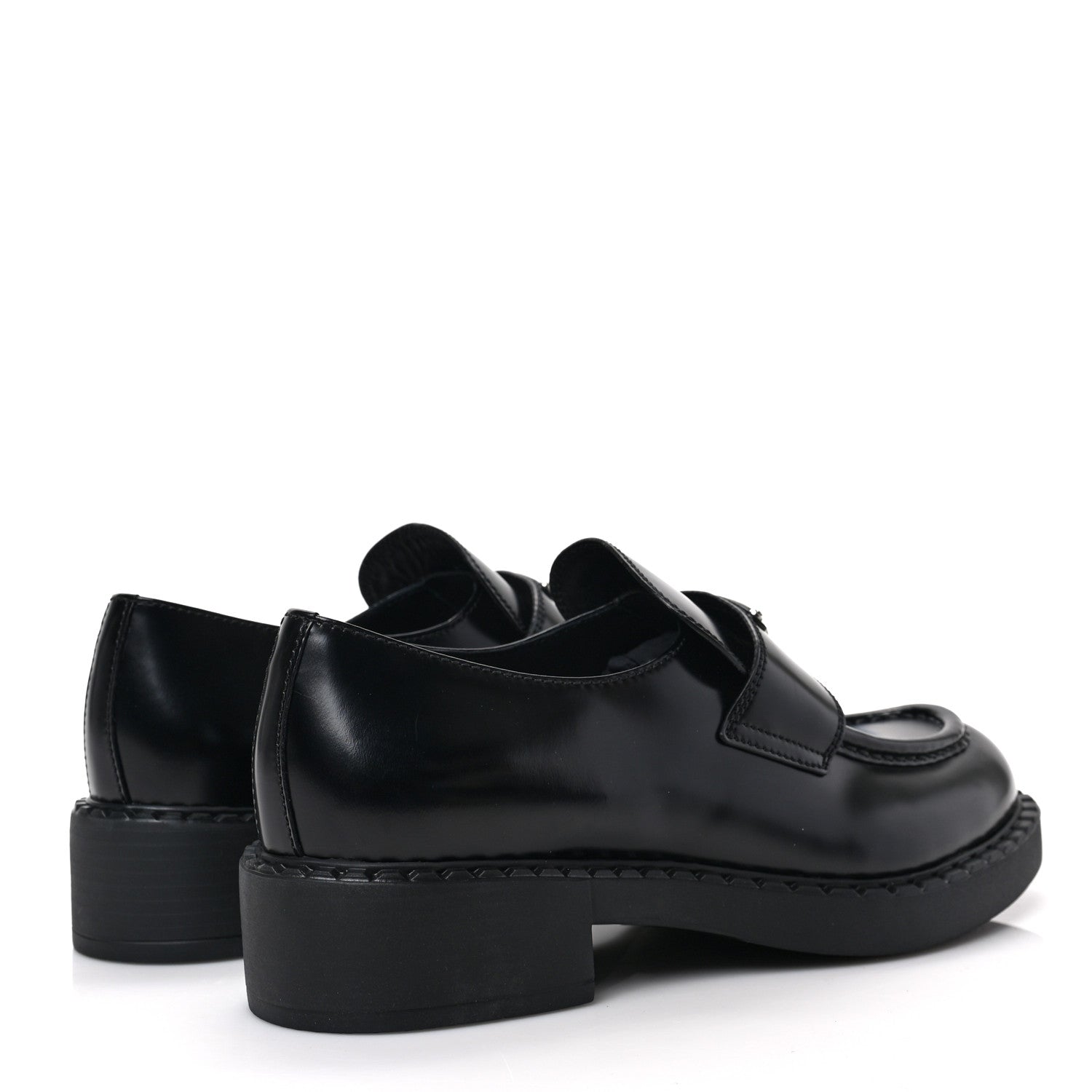 Prada Spazzolato Metal Triangle Logo 50mm Loafers 39.5 Black 4 of 8