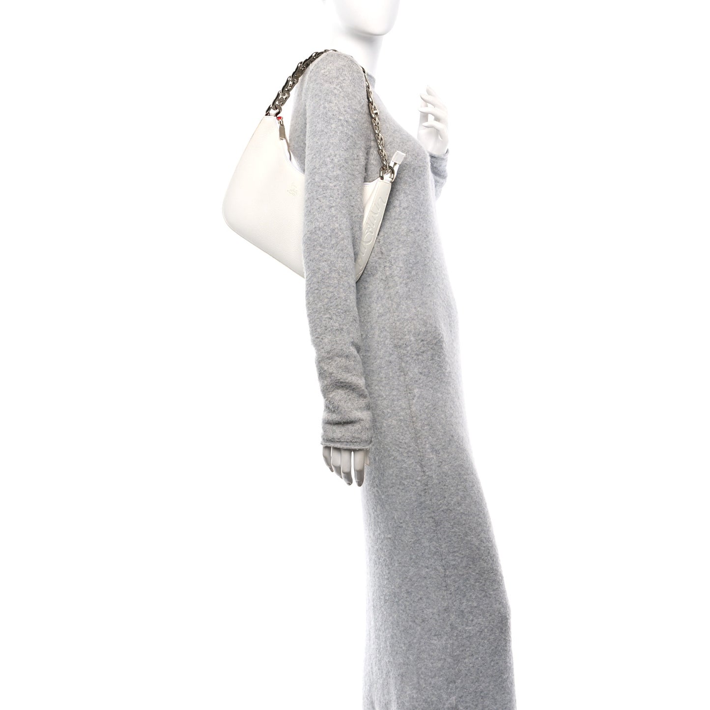 Calfskin Large Loubila Chain Shoulder Bag White