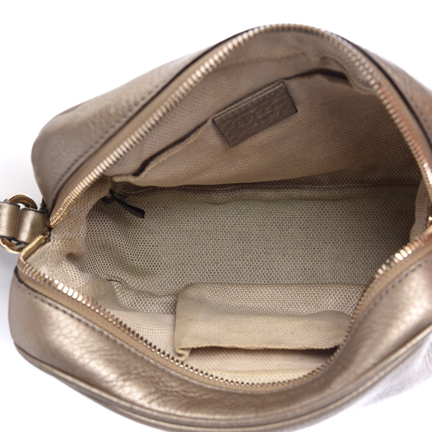 Gucci Metallic Pebbled Calfskin Small Soho Disco Bag Golden Beige 5 of 13
