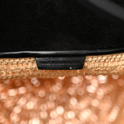 Celine Raffia Calfskin Basket Bag Natural Black 7 of 12