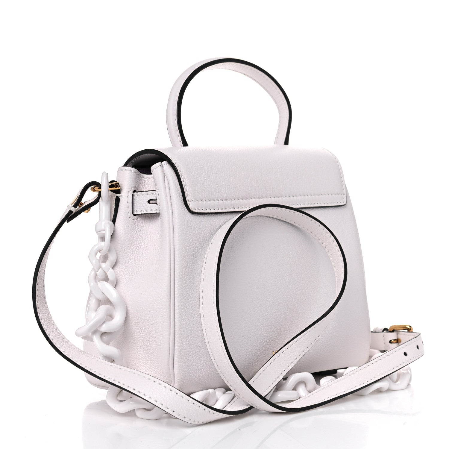 Versace Grained Calfskin Small La Medusa Top Handle Bag White 3 of 11
