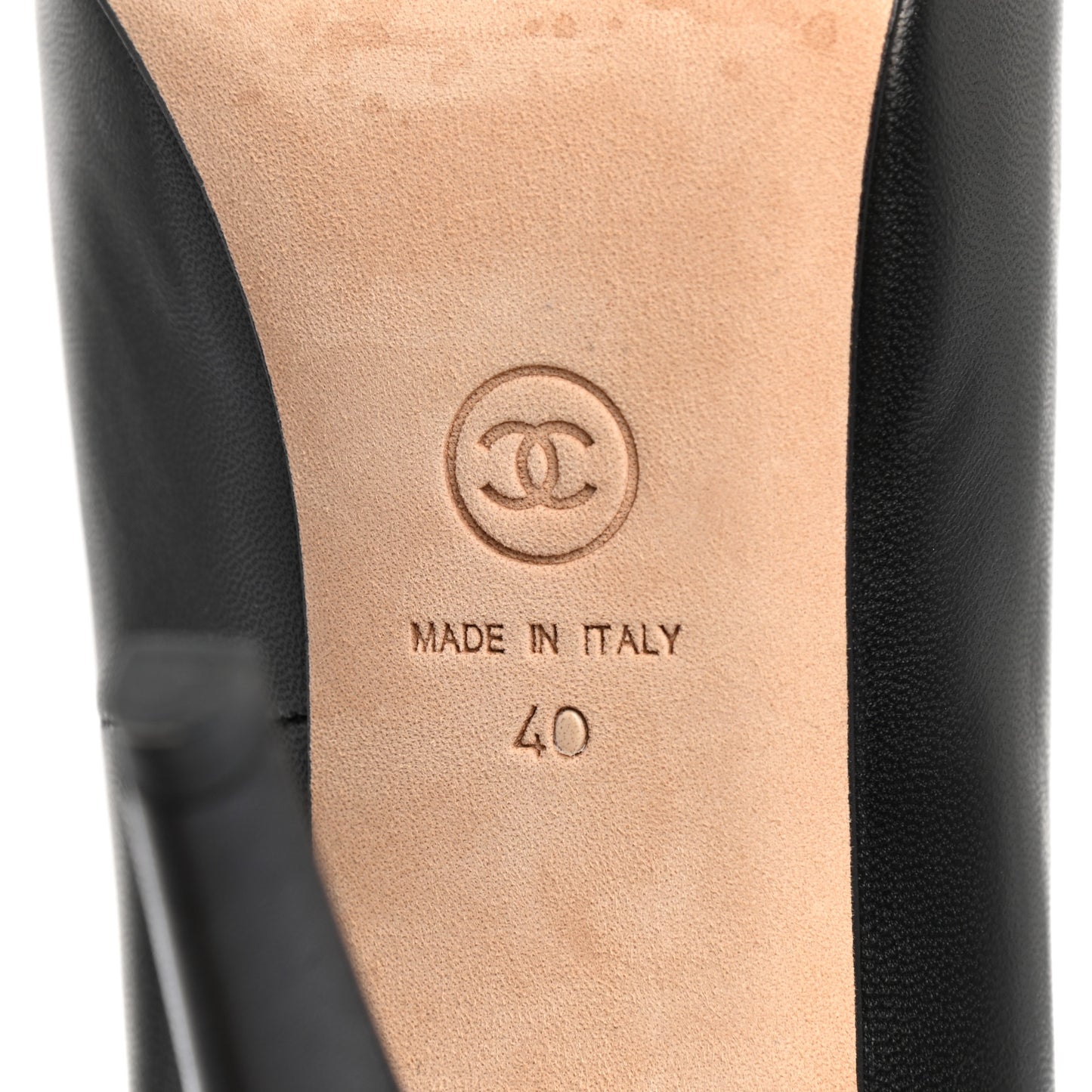 Lambskin Calfskin Patent Cap Toe CC Pumps 40 Black