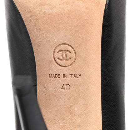 Chanel Lambskin Calfskin Patent Cap Toe CC Pumps 40 Black 6 of 10