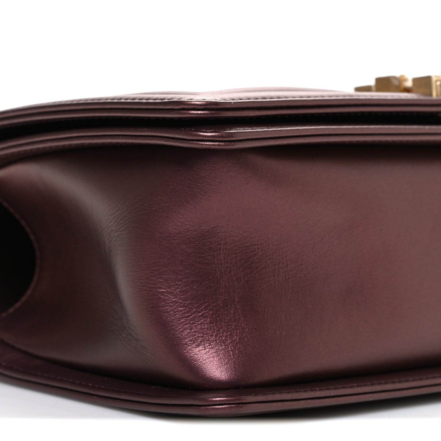 Chanel Metallic Calfskin Quilted Medium Boy Flap Plum 9 of 10