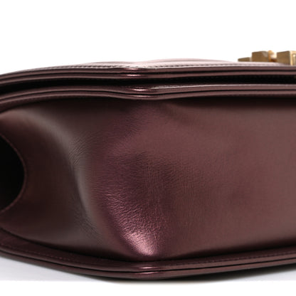 Chanel Metallic Calfskin Quilted Medium Boy Flap Plum 9 of 10