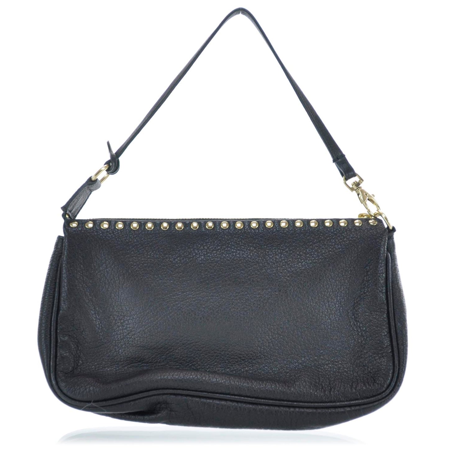 Leather Star Studded Clutch Black