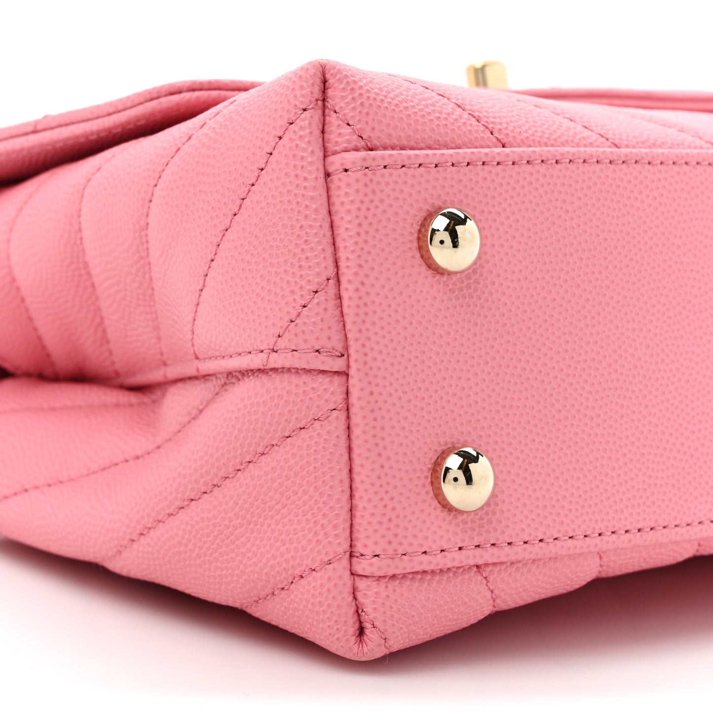 Caviar Chevron Quilted Mini Coco Handle Flap Pink