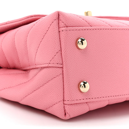 Chanel Caviar Chevron Quilted Mini Coco Handle Flap Pink 11 of 15