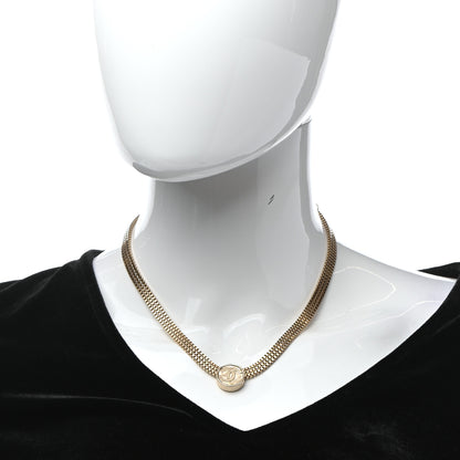 Chanel Metal Chain Link CC Medallion Choker Necklace Gold 2 of 5