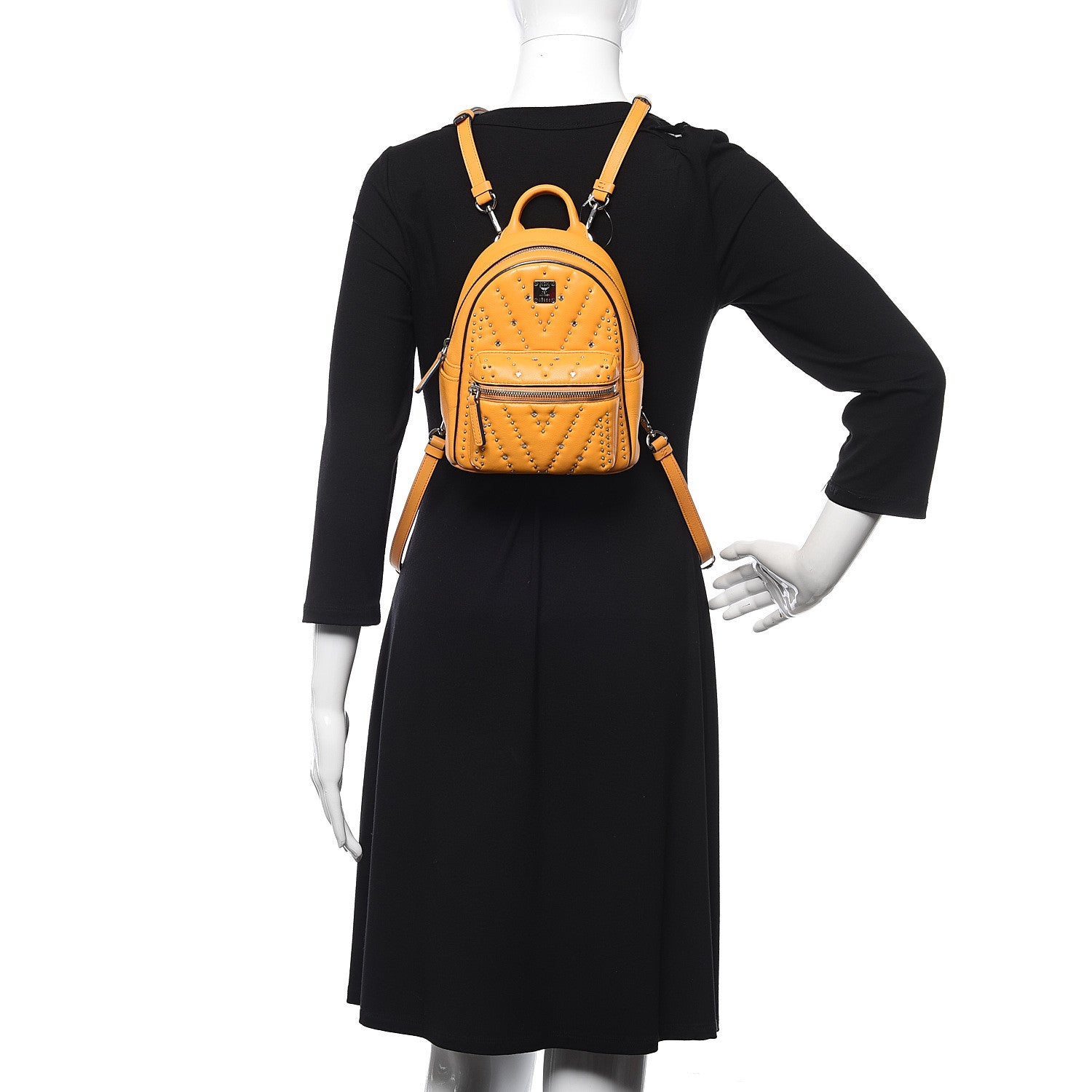 MCM Lambskin Diamond Disco Mini Stark Backpack Yellow 2 of 10