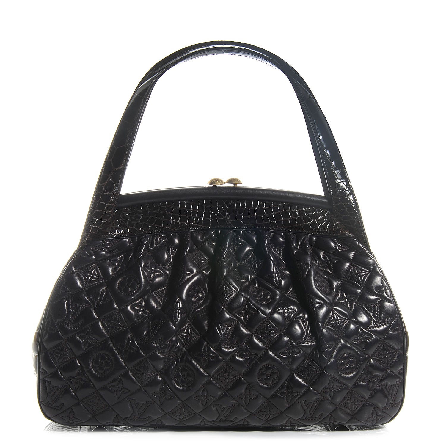 Louis Vuitton Monogram Vienna Alligator Sac Fermoir GM Aubergine 1 of 8