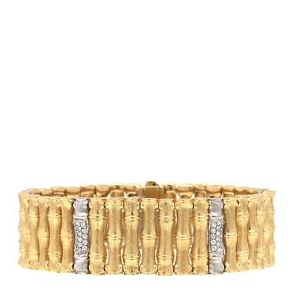Roberto Coin 18K Yellow White Gold Diamond Bamboo Bracelet 1 of 5