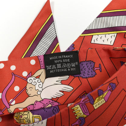 Hermes Silk Les Nouveaux Amoureux de Paris Twilly Rouge Violet Creme 2 of 4