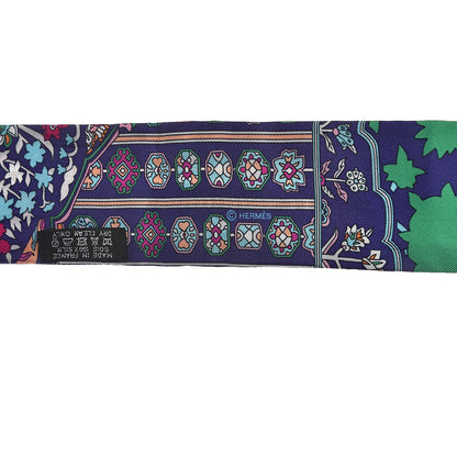 Hermes Silk Tapis Persans Twilly Vert Bleu Fuchsia 3 of 3
