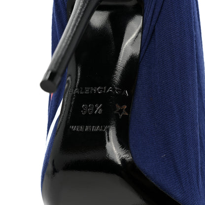 Balenciaga Jersey Crepe Political Campaign Logo Knife 115 Pointed Pumps 38.5 Pacifique White Rouge 6 of 8