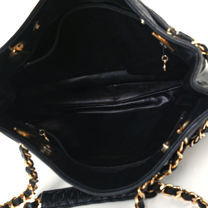 Chanel Wool Lambskin Shopper Tote Navy 4 of 10