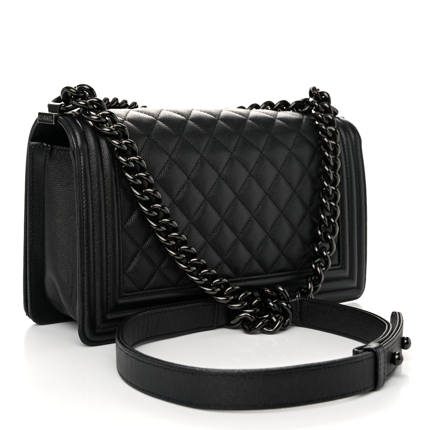 Caviar Quilted Medium Boy Flap So Black