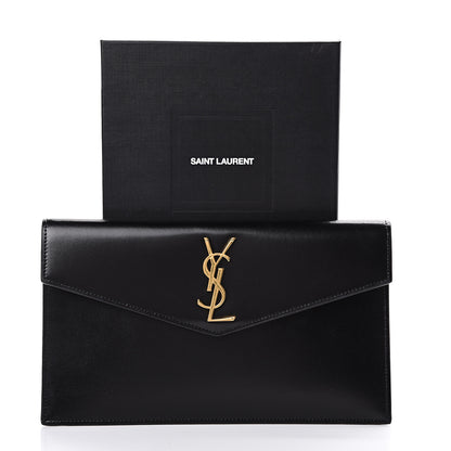 Saint Laurent Smooth Shiny Calfskin Monogram Uptown Pouch Black 8 of 8