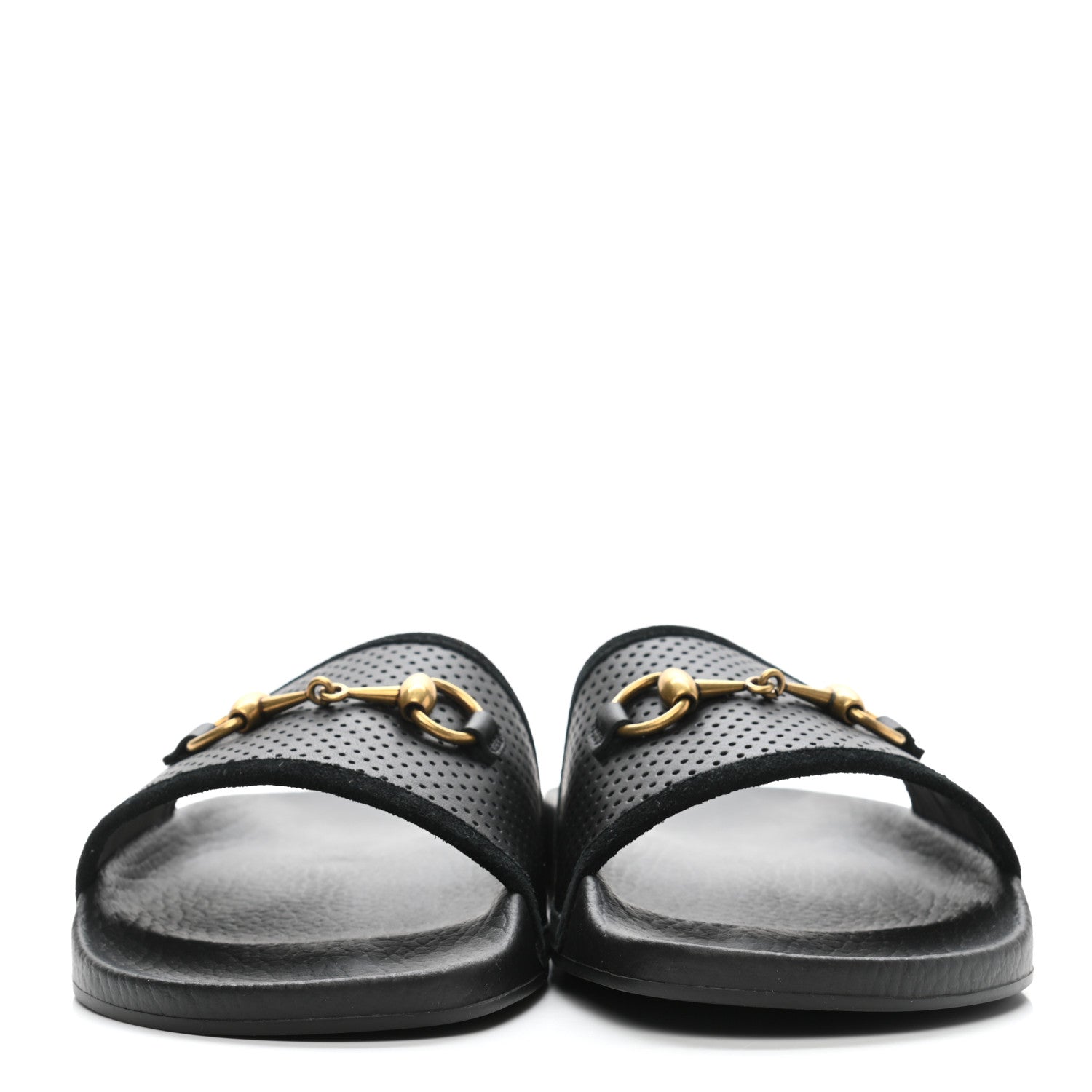 Gucci Suede Perforated Horsebit Slide Sandals 41 Black 2 of 8