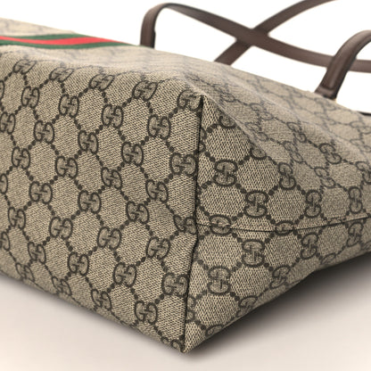Gucci GG Supreme Monogram Textured Calfskin Web Medium Ophidia Shopping Tote Beige Ebony New Acero 9 of 9