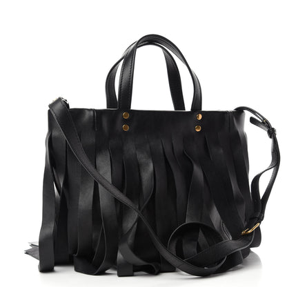Balenciaga Calfskin XS Fringe Laundry Cabas Black 3 of 10