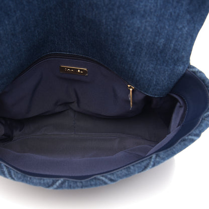 Chanel Denim Quilted Maxi Chanel 19 Flap Blue 4 of 10
