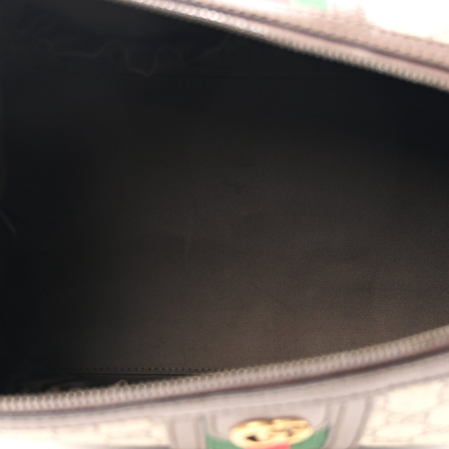 GG Supreme Monogram Textured Dollar Calfskin Web Small Savoy Toiletry Case Beige Ebony