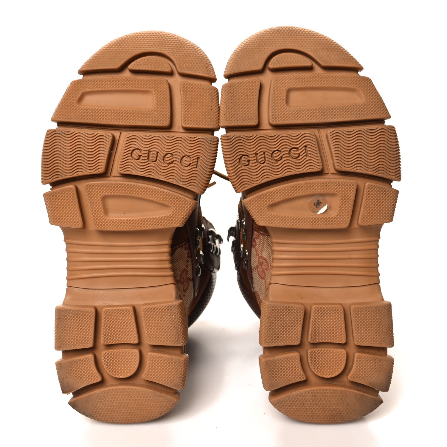 Gucci X SEGA Suede Calfskin GG Monogram Womens Flashtrek High-Top Sneakers 36 New Cuir Beige Ruggine 5 of 10