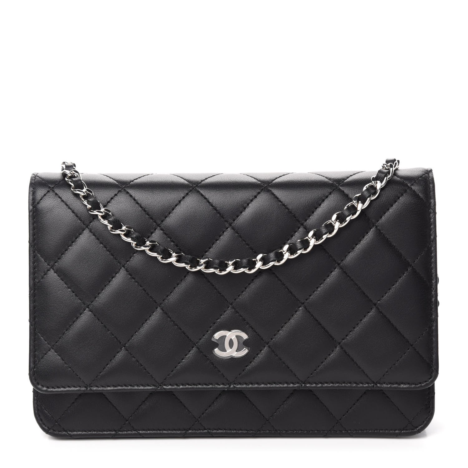 Chanel Lambskin Quilted Wallet On Chain WOC Black 1 of 12