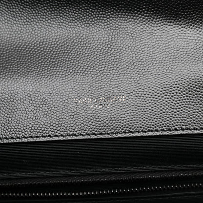Saint Laurent Grain De Poudre Textured Mixed Matelasse Large Triquilt Monogram Monochrome Satchel Black 6 of 11