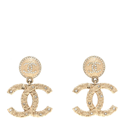 Chanel Crystal CC Drop Logo Earrings Gold 1 of 5