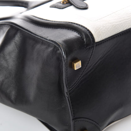 Celine Smooth Calfskin Shrunken Lambskin Mini Bi-Color Luggage Black White 18 of 31