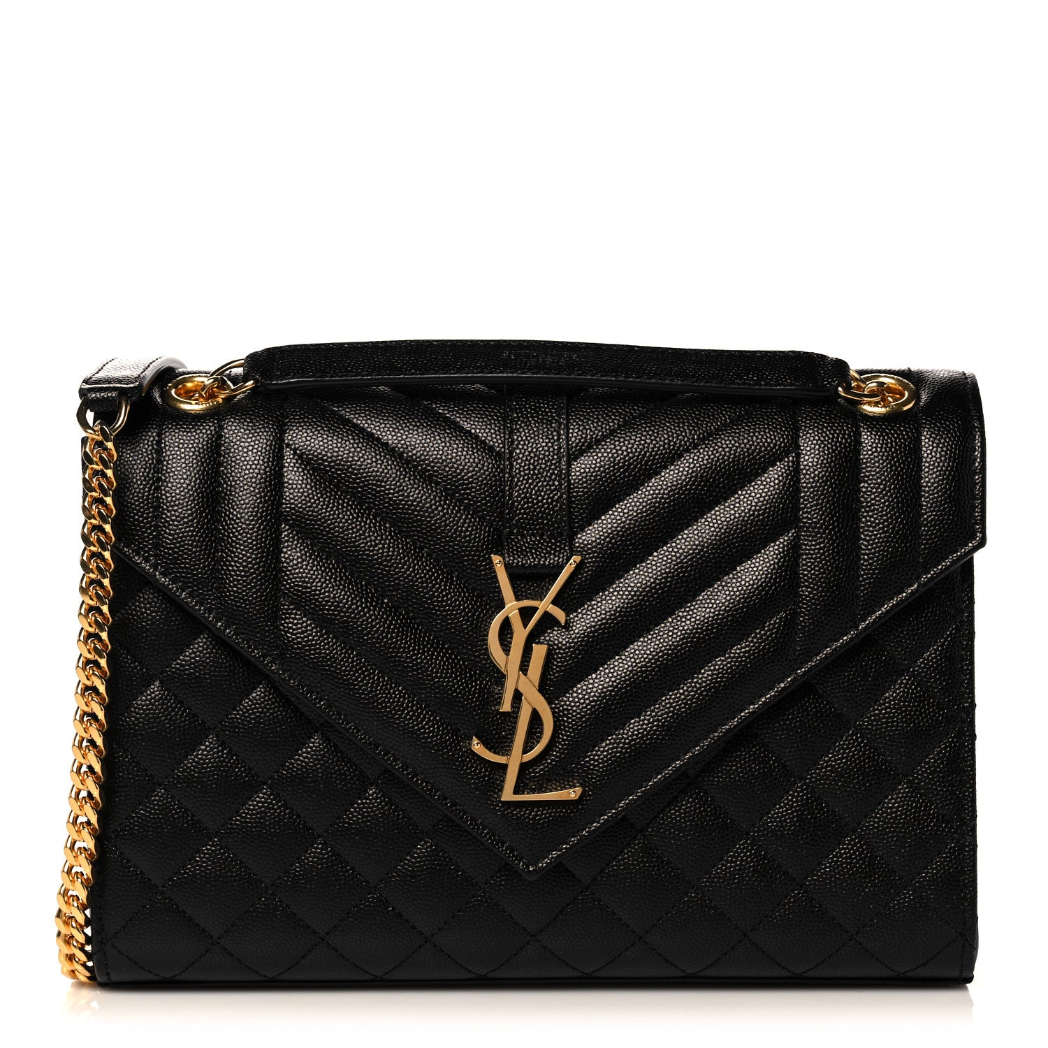 Saint Laurent Grain De Poudre Textured Mixed Matelasse Triquilt Medium Monogram Satchel Black 1 of 9