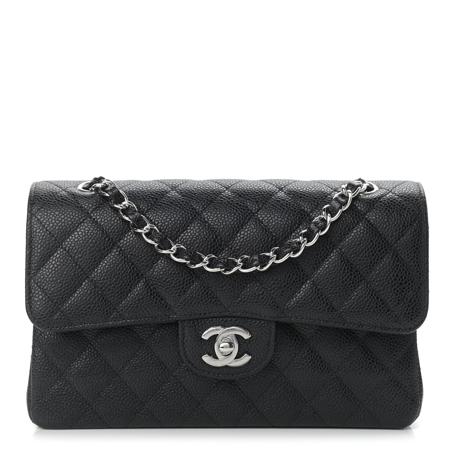Caviar Quilted Small Double Flap Black
