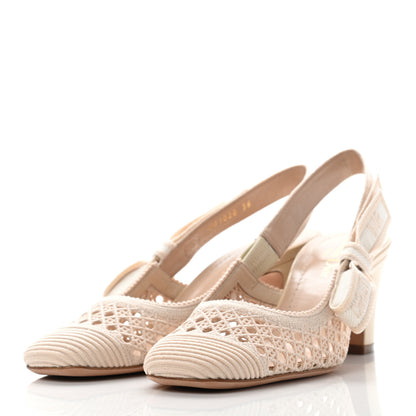 Christian Dior Cotton Lambskin Mesh Cannage Dior & Moi Slingback 70mm Pumps 36 Cream 3 of 10