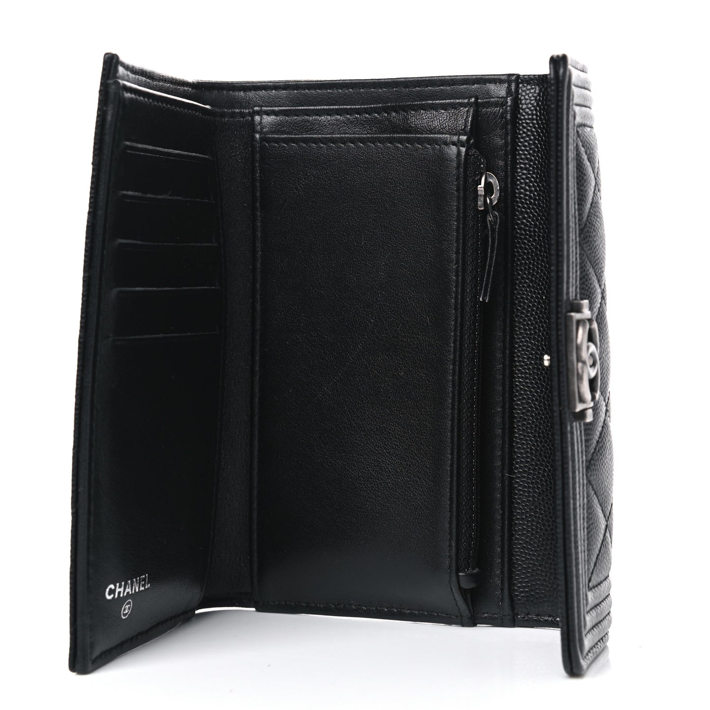 Caviar Quilted Medium Boy Flap Wallet Black
