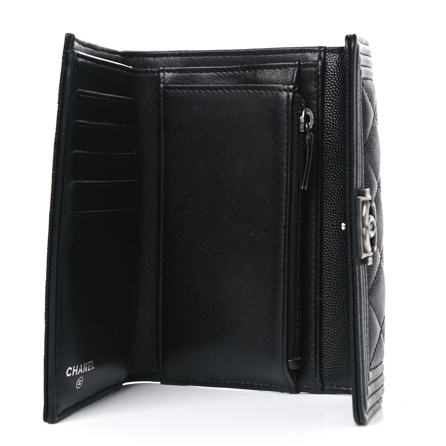 Chanel Caviar Quilted Medium Boy Flap Wallet Black 4 of 4