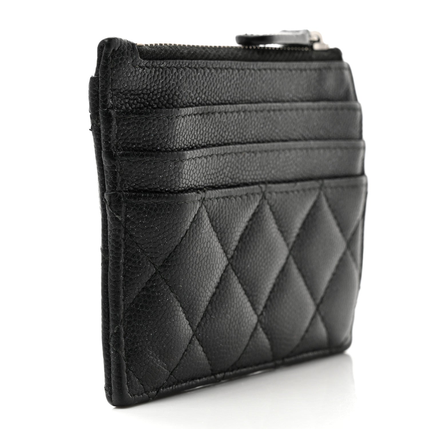 Chanel Caviar Quilted CC Zip Card Holder Black 3 of 9