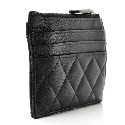 Chanel Caviar Quilted CC Zip Card Holder Black 3 of 9