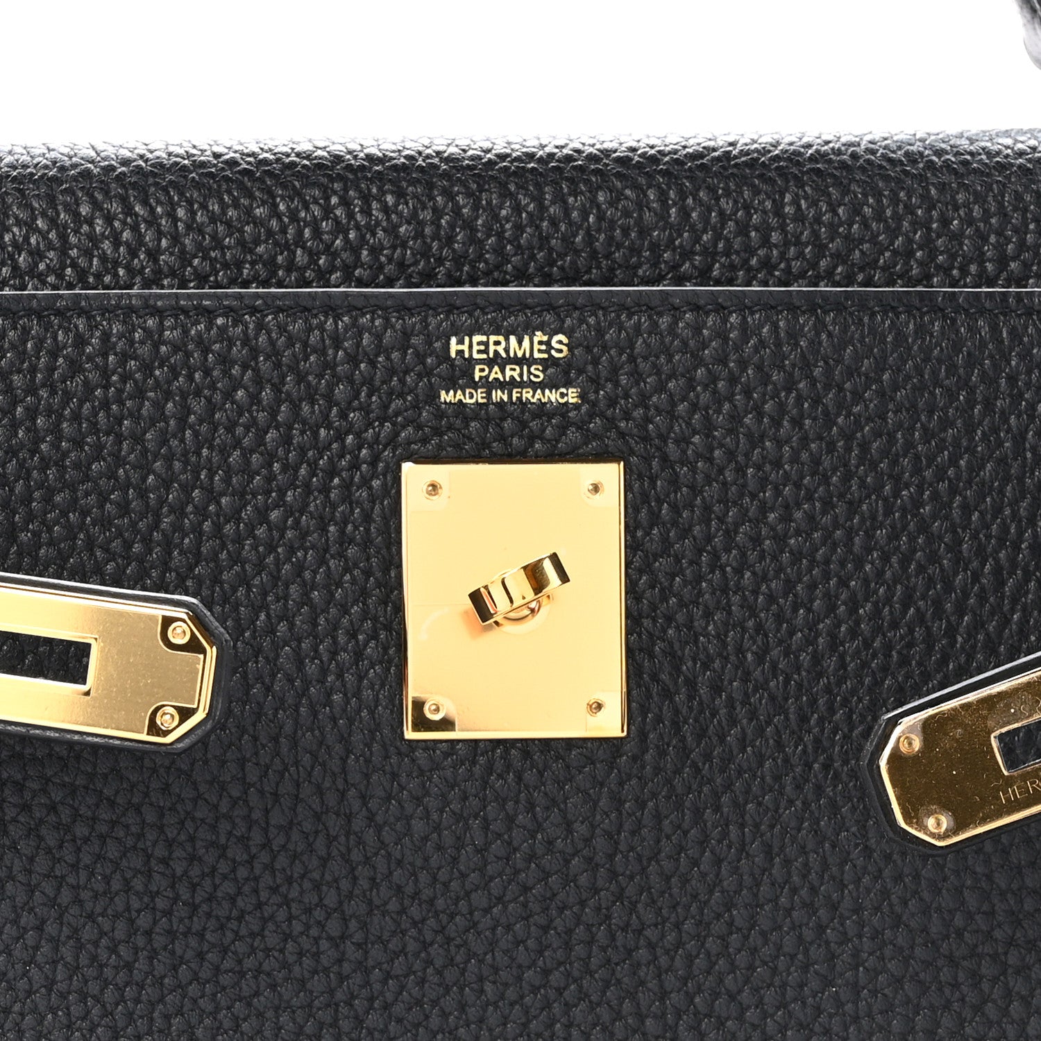 Hermes Taurillon Clemence Kelly Retourne 32 Black 6 of 11