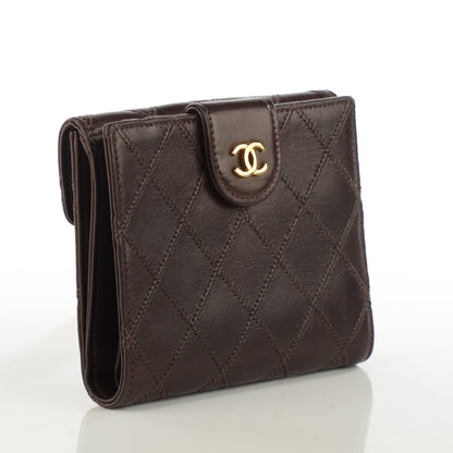Chanel Lambskin Stitched Compact French Wallet Brown 3 of 8