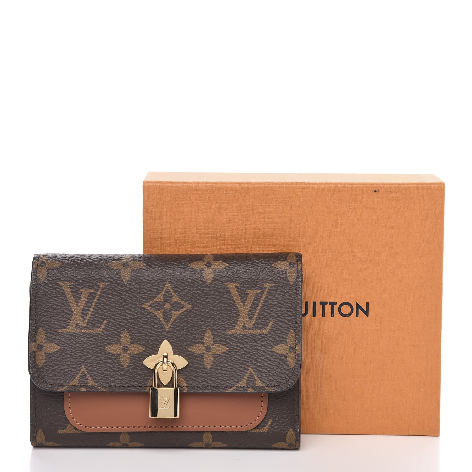 Louis Vuitton Monogram Flower Lock Compact Wallet Caramel 10 of 10