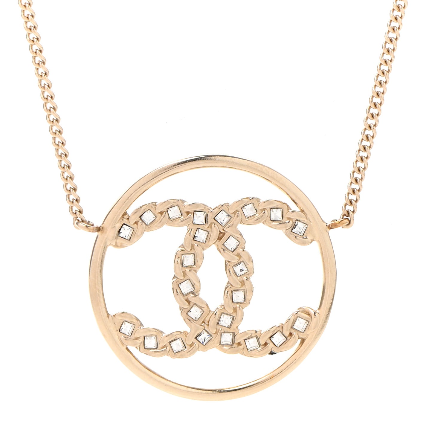 Baguette Crystal High Society CC Pendant Necklace Gold