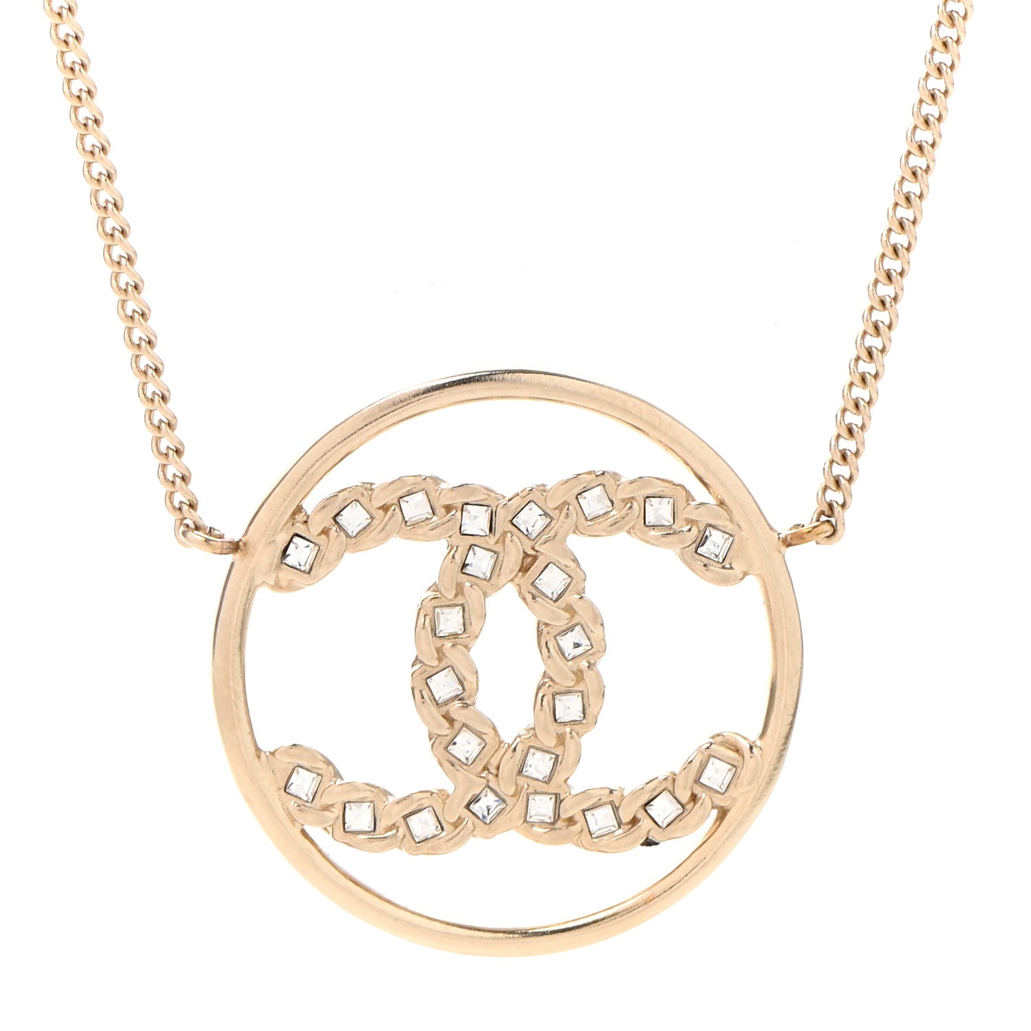 Chanel Baguette Crystal High Society CC Pendant Necklace Gold 4 of 7