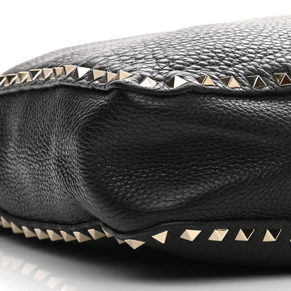 Valentino Garavani Pebbled Calfskin Large Rockstud Flip-Lock Messenger Bag Black 8 of 10