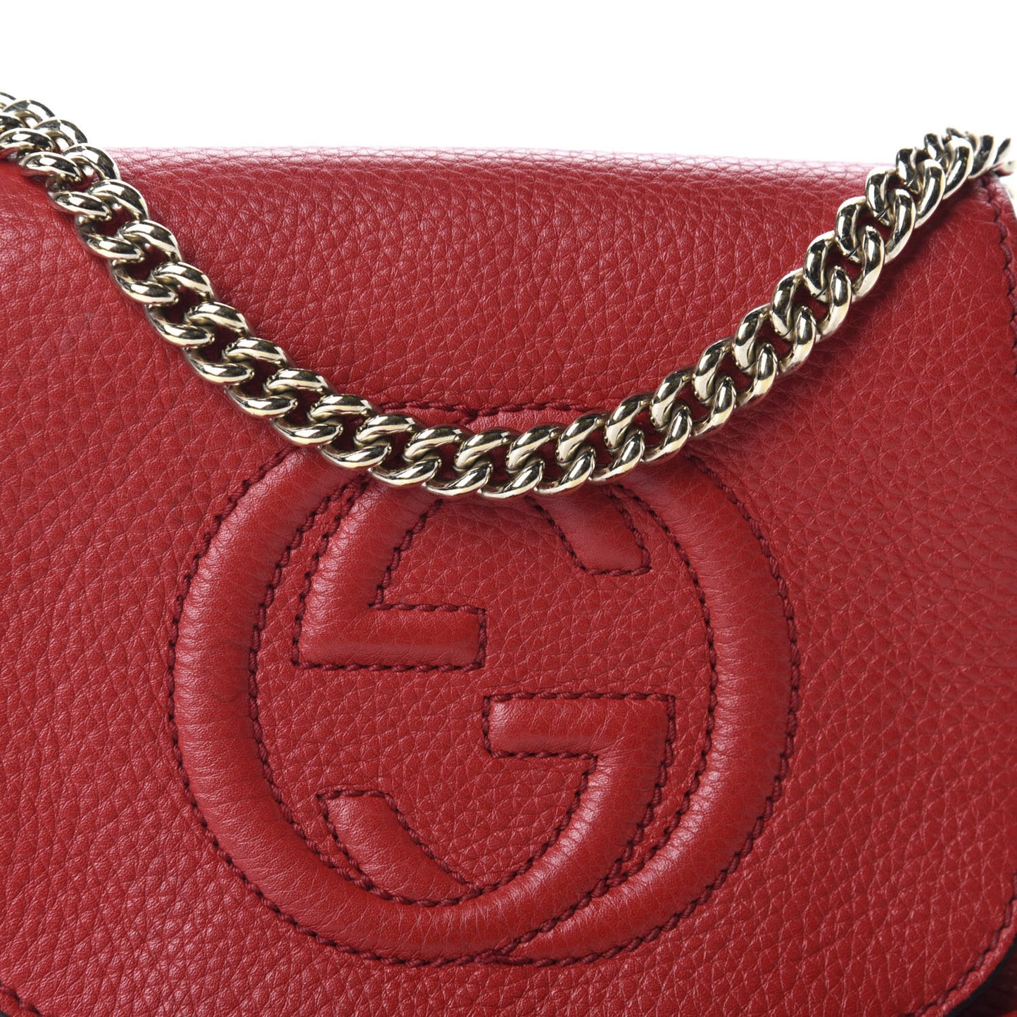 Pebbled Calfskin Small Soho Flap Crossbody Red
