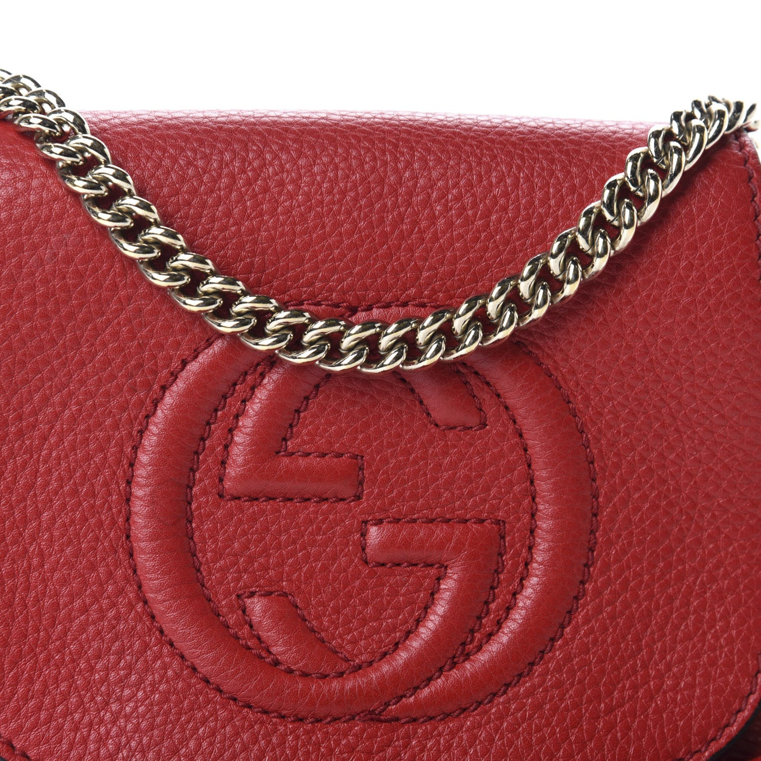 Gucci Pebbled Calfskin Small Soho Flap Crossbody Red 11 of 12
