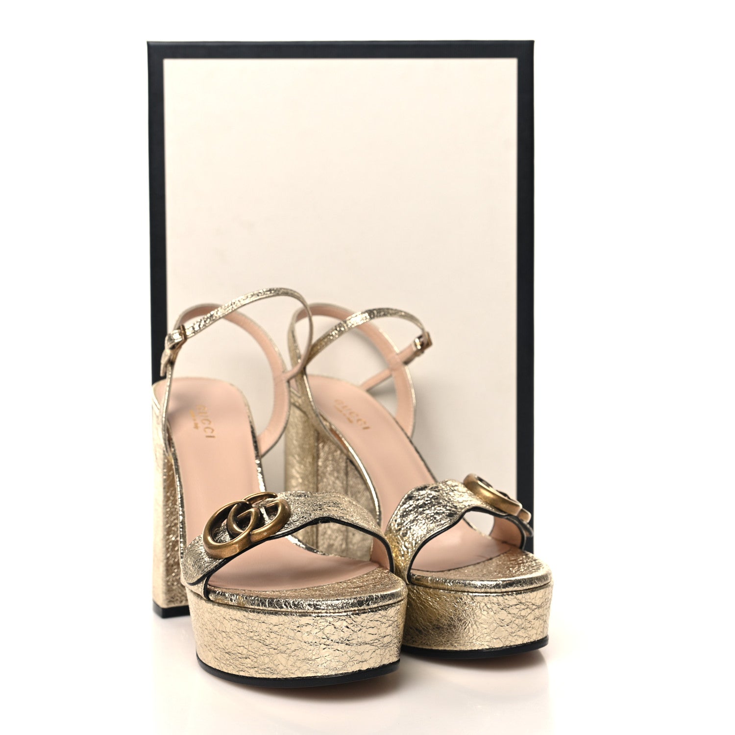 Gucci Galassia GG Marmont Ankle Wrap 30/115mm Platform Sandals 36 Platino 8 of 8